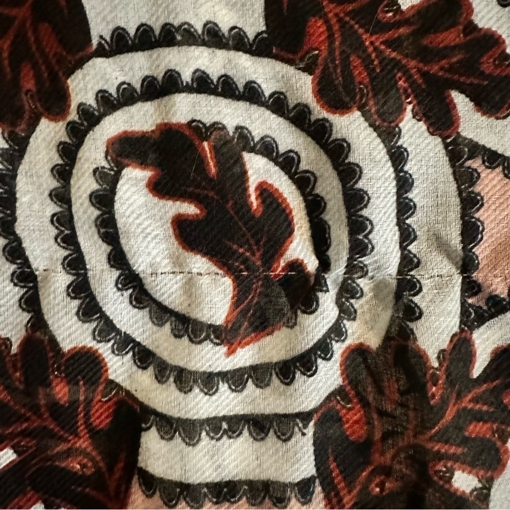 H&M Large Square Multi-coloured Floral Leaves Red Orange Gold Scarf - Picture 9 of 9